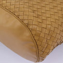 BOTTEGA VENETA INTRECCIATO Shoulder Bag Leather Beige Gold Auth 124293-17