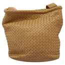 BOTTEGA VENETA INTRECCIATO Shoulder Bag Leather Beige Gold Auth 124293-13