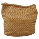 BOTTEGA VENETA INTRECCIATO Shoulder Bag Leather Beige Gold Auth 124293-2
