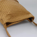 BOTTEGA VENETA INTRECCIATO Shoulder Bag Leather Beige Gold Auth 124293-7