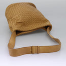 BOTTEGA VENETA INTRECCIATO Shoulder Bag Leather Beige Gold Auth 124293-8