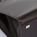 CELINE Hand Bag Leather 2way Dark Brown Gold Auth 124296-9