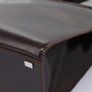 CELINE Hand Bag Leather 2way Dark Brown Gold Auth 124296-15