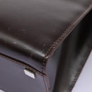 CELINE Hand Bag Leather 2way Dark Brown Gold Auth 124296-17