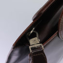 CELINE Hand Bag Leather 2way Dark Brown Gold Auth 124296-10
