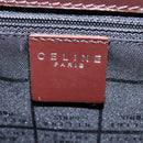 CELINE Hand Bag Leather 2way Dark Brown Gold Auth 124296-19