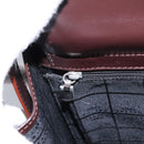 CELINE Hand Bag Leather 2way Dark Brown Gold Auth 124296-22