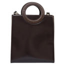 CELINE Hand Bag Leather 2way Dark Brown Gold Auth 124296-13