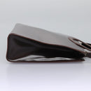 CELINE Hand Bag Leather 2way Dark Brown Gold Auth 124296-4
