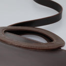 CELINE Hand Bag Leather 2way Dark Brown Gold Auth 124296-7