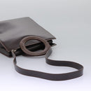 CELINE Hand Bag Leather 2way Dark Brown Gold Auth 124296-8
