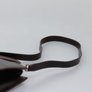 CELINE Hand Bag Leather 2way Dark Brown Gold Auth 124296-14