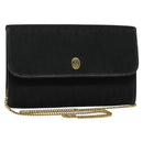 Christian Dior Trotter Canvas Chain Shoulder Bag Black Gold Auth 124297-1