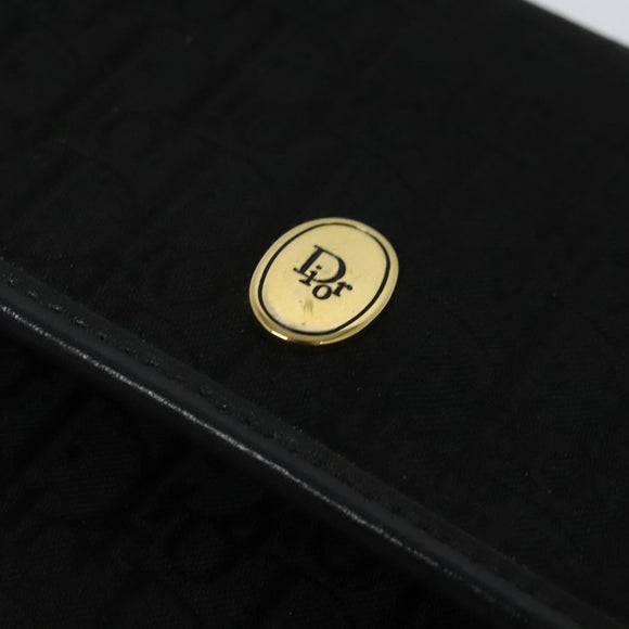 Christian Dior Trotter Canvas Chain Shoulder Bag Black Gold Auth 124297