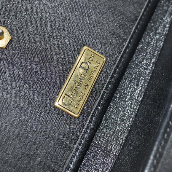 Christian Dior Trotter Canvas Chain Shoulder Bag Black Gold Auth 124297