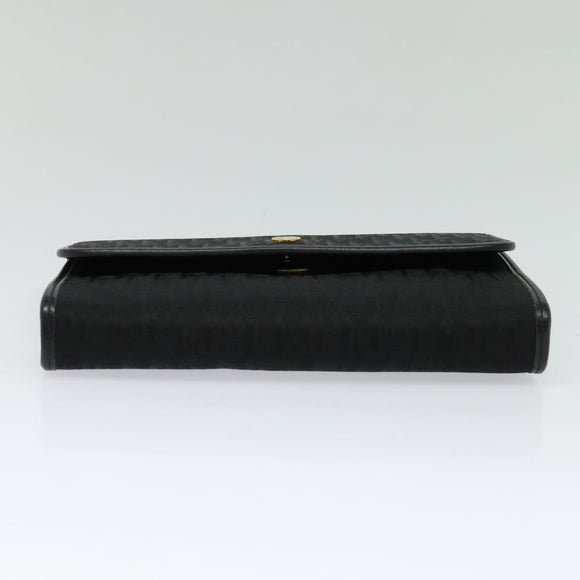 Christian Dior Trotter Canvas Chain Shoulder Bag Black Gold Auth 124297