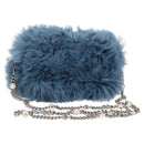 Miu Miu Chain Shoulder Bag Fur Blue Silver 5BD046 Auth 124300M-1