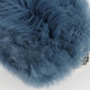 Miu Miu Chain Shoulder Bag Fur Blue Silver 5BD046 Auth 124300M-16