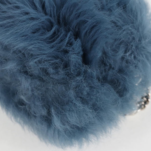 Miu Miu Chain Shoulder Bag Fur Blue Silver 5BD046 Auth 124300SAM