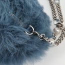 Miu Miu Chain Shoulder Bag Fur Blue Silver 5BD046 Auth 124300M-19