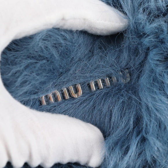 Miu Miu Chain Shoulder Bag Fur Blue Silver 5BD046 Auth 124300SAM