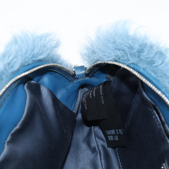 Miu Miu Chain Shoulder Bag Fur Blue Silver 5BD046 Auth 124300SAM