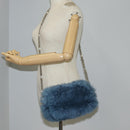 Miu Miu Chain Shoulder Bag Fur Blue Silver 5BD046 Auth 124300M-25