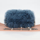 Miu Miu Chain Shoulder Bag Fur Blue Silver 5BD046 Auth 124300M-12