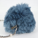 Miu Miu Chain Shoulder Bag Fur Blue Silver 5BD046 Auth 124300M-3