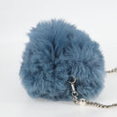 Miu Miu Chain Shoulder Bag Fur Blue Silver 5BD046 Auth 124300M-4