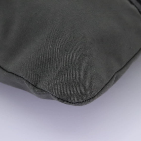 HERMES Fourre Tout Porte Documents Business Bag Canvas Gray Silver Auth 124325