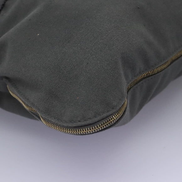 HERMES Fourre Tout Porte Documents Business Bag Canvas Gray Silver Auth 124325