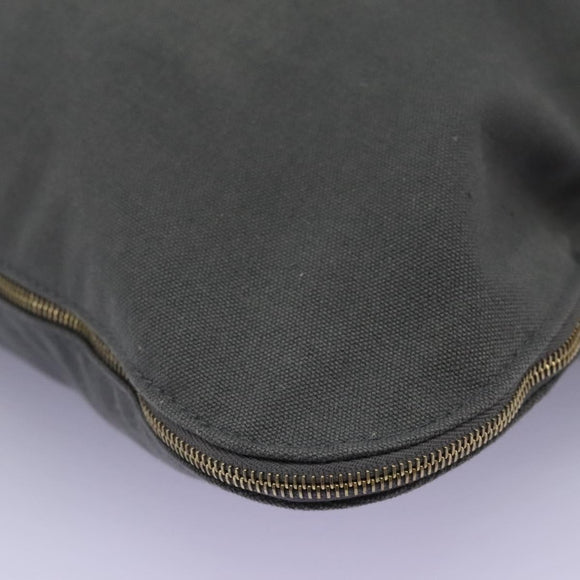 HERMES Fourre Tout Porte Documents Business Bag Canvas Gray Silver Auth 124325