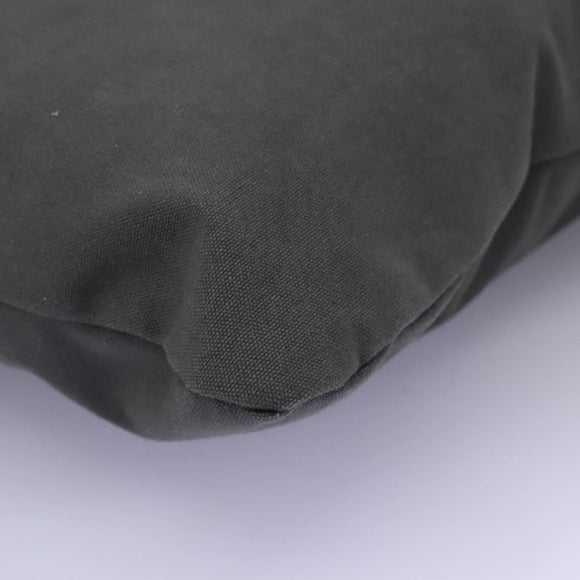 HERMES Fourre Tout Porte Documents Business Bag Canvas Gray Silver Auth 124325