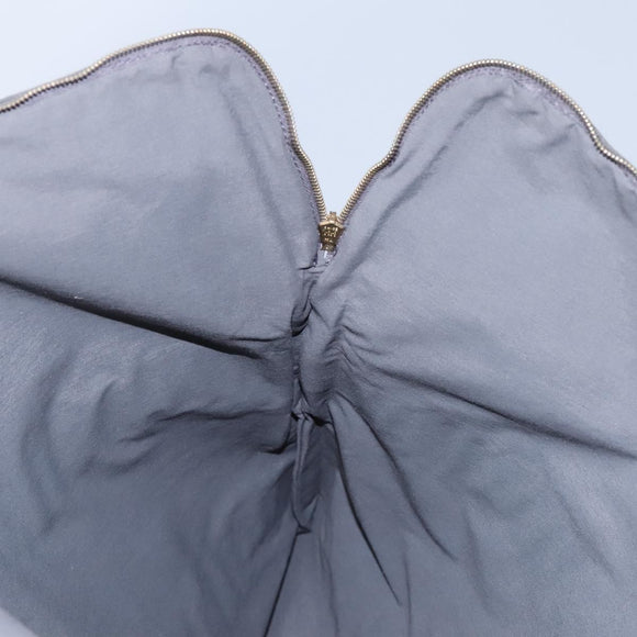 HERMES Fourre Tout Porte Documents Business Bag Canvas Gray Silver Auth 124325