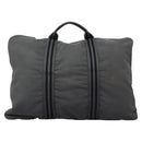 HERMES Fourre Tout Porte Documents Business Bag Canvas Gray Silver Auth 124325-13