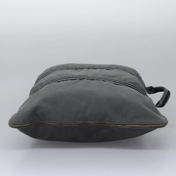 HERMES Fourre Tout Porte Documents Business Bag Canvas Gray Silver Auth 124325