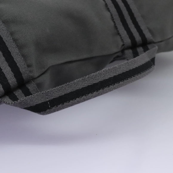 HERMES Fourre Tout Porte Documents Business Bag Canvas Gray Silver Auth 124325