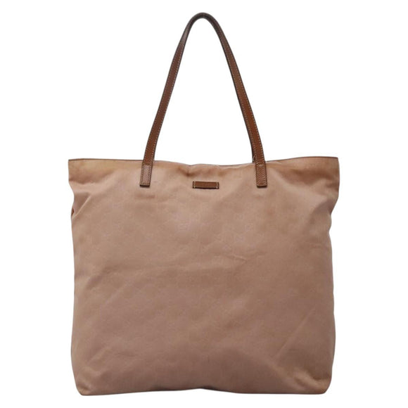 GUCCI GG Canvas Tote Bag Nylon Pink Silver 295252 Auth 124326