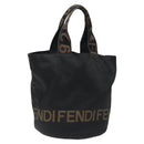 FENDI Hand Bag Canvas Black gold Auth 124349-1