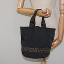 FENDI Hand Bag Canvas Black gold Auth 124349-19