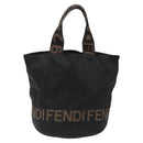 FENDI Hand Bag Canvas Black gold Auth 124349-13