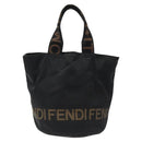 FENDI Hand Bag Canvas Black gold Auth 124349-2