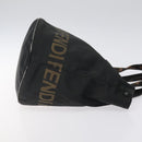 FENDI Hand Bag Canvas Black gold Auth 124349-3