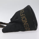 FENDI Hand Bag Canvas Black gold Auth 124349-4