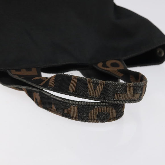 FENDI Hand Bag Canvas Black gold Auth 124349
