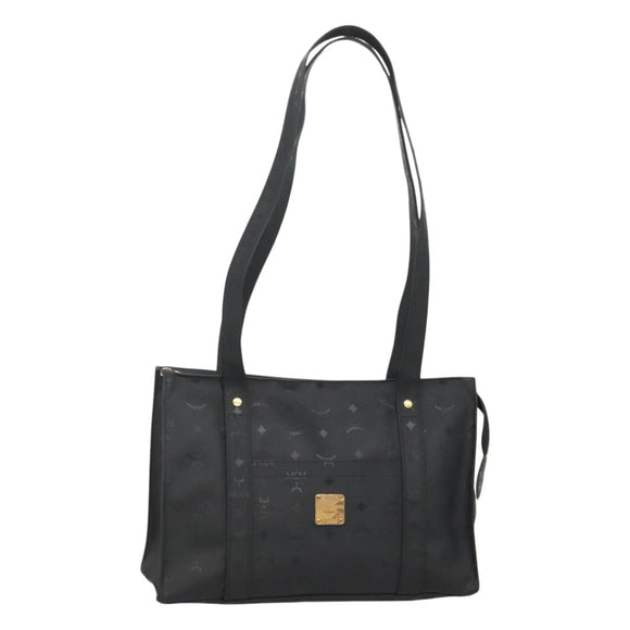 MCM Vicetos Logogram Shoulder Bag PVC Black Gold Auth 124358