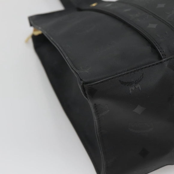 MCM Vicetos Logogram Shoulder Bag PVC Black Gold Auth 124358