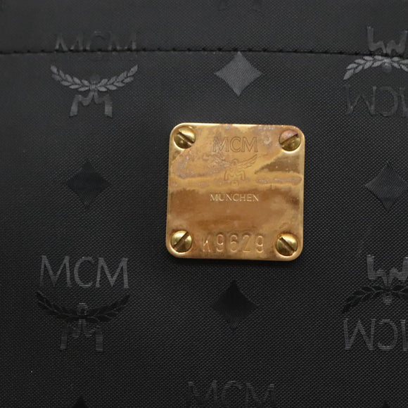 MCM Vicetos Logogram Shoulder Bag PVC Black Gold Auth 124358
