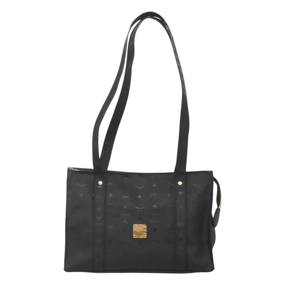 MCM Vicetos Logogram Shoulder Bag PVC Black Gold Auth 124358